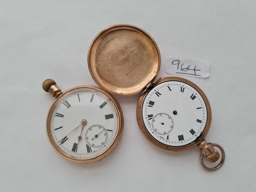 Two gents rolled gold pocket watches - one A/F - another with seconds dial