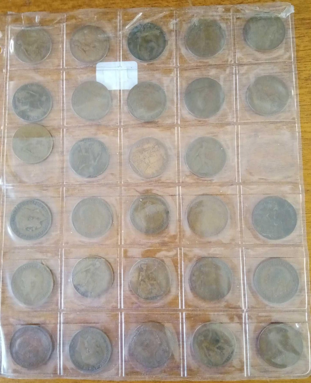One sheet of 30 one penny coins, George V, various dates. - Image 2 of 2