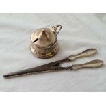 Circular mustard pot and a pair of glove sretchers