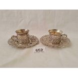 A pritty pair of Turkish cups & saucers with overlay decoration, w.127g