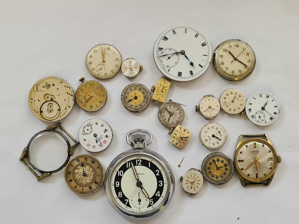 Three pocket and wrist watches together with assorted watch movements