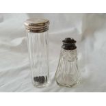 Two silver mounted jars and a button