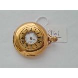 A gents gilt half-hunter pocket watch with seconds dial in working order