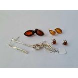 Five pairs of silver earrings 18g inc