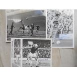 FOOTBALL AUTOGRAPHS signed photo Bobby Moore, Geoff Hirst & 1 other (3)