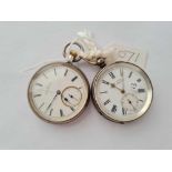 Two gents silver pocket watches one ex I.W.C. and one ex Acme lever both with seconds dial