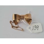 Ribbon bow suspension brooch in 9ct 4.5g