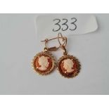 A pair of 9ct cameo earrings