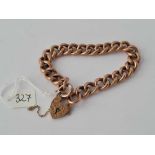 ANTIQUE 9CT ROSE GOLD CURB LINK BRACELET the links & clasp engraved 17g