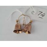 A pair of nice 9ct bell earrings with clappers 1.8g