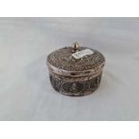 An Eastern silver jar and cover - 3" diameter - 130 g.
