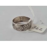 A antique silver chased keeper ring Chester 1918 size S