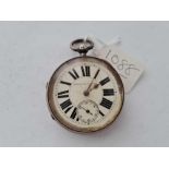 A gents large silver pocket watch improved patent with seconds dial