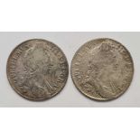 Two William III shillings.