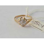 A multi stone diamond ring 9ct size Q1/2 - 1.9 gms