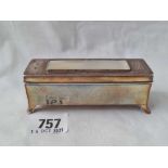 An oblong jewel box inset with a Chinese MOP counter, hinged cover - 4" long - Birmingham 1910 by