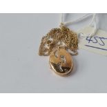 A 9ct locket pendant necklace 9ct - 1.7 gms