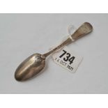 A mid 18th Century tea spoon with shell decorated back by PR?