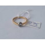 A GOOD SOLITAIRE DIAMOND RING (1/4 CT) 18CT GOLD AND PLATINUM SIZE P - 4.2 GMS