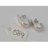 Pair of 9ct white gold hoop earrings 2g