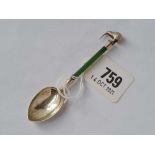 A New Zealand tea spoon with nephite style stem and kiwi finial