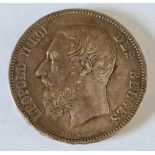 Belgium five francs 1873