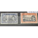 Nigeria SG 58-59 (1938). Top 2 values, scarce perf, fine used. Cat £49