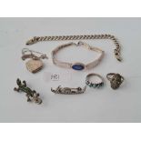 A bag of interesting old silver jewellery 45g