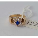 A blue stone ring 9ct size M -3.1 gms