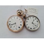 Two gents rolled gold and silver pocket watches both with seconds dial both WO