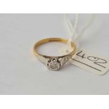 A gold and platinum diamond ring 18ct gold size N1/2 - 2 gms
