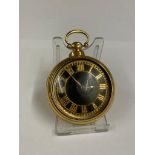 Yellow metal pair case verge fusee pocket watch , with black and gold dial