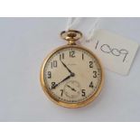 A gents rolled gold pocket watch by Elgin with seconds dial WO