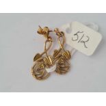 A pair of Mackintosh style 9ct earrings 3.3g