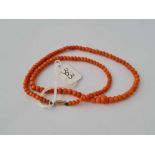 A row of graduated coral beads with 9ct barrel clasp