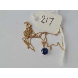 A fine blue sapphire pendant necklace 9ct