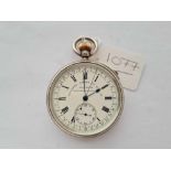 A FINE AND UNUSUAL KEYLESS STOPWATCH BY JOHN TAYLOR ROCHDALE NO 39746 WITH LONDON HALLMARKS FOR 1913
