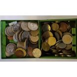 Green tin of coins