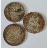 Three sixpences 1817, 1866, 1873