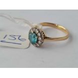 A diamond and zircon ring 18ct gold size Q - 3.5 gms