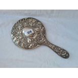 A hand mirror attractively embossed with vine motifs - Chester 1909