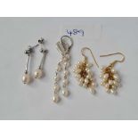 two pairs silver and pearl drop earrings etc.