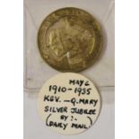 A 1935 silver Jubilee George V medallion