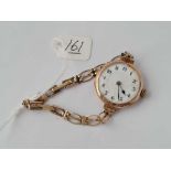 9ct Victorian ladies watch on rolled gold strap (appears working)