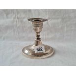 An oval Adam style candlestick with detachable nozzle - 4" high - Birmingham 1906