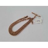 A ROSE GOLD CURB LINK DOUBLE ALBERT CHAIN 9CT - 40 GMS