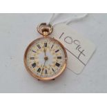 A ladies pretty engraved cased fob watch 14ct gold - 28 gms inc