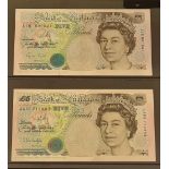 Two five pound GB notes