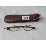 A pair of Georgian silver mounted spectacles - probably London 1794 by GU in leather case