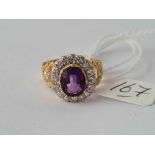 A VICTORIAN AMETHYST & DIAMOND RING 5.5g INC